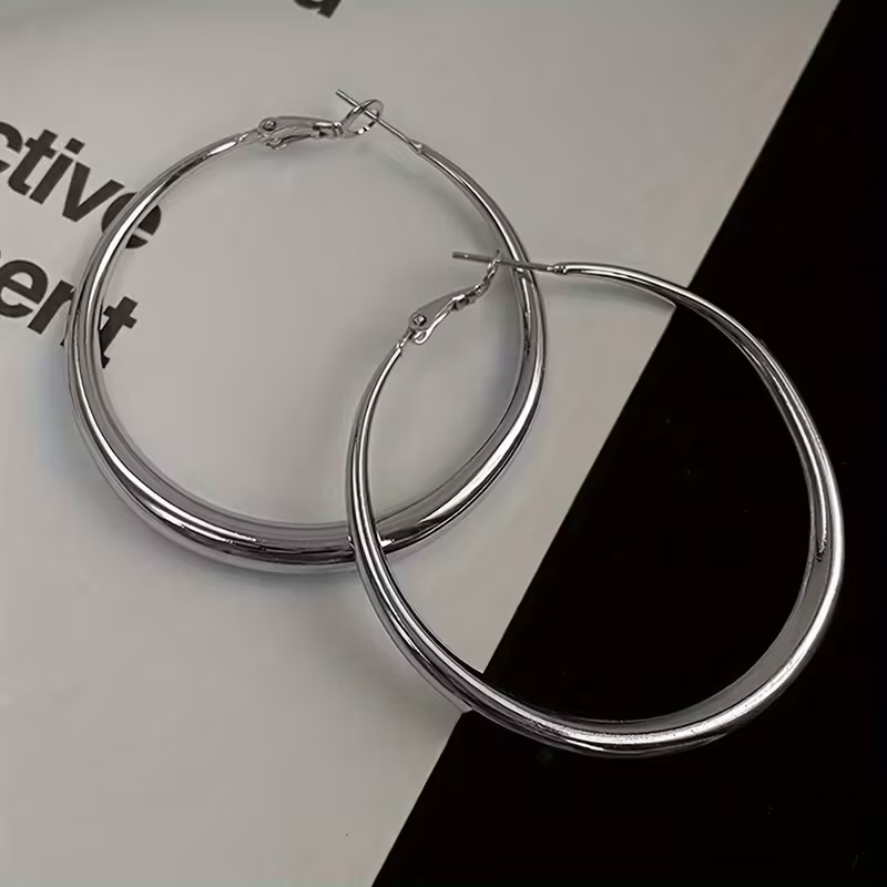 Grandes Boucles d'Oreilles Hula en Argent