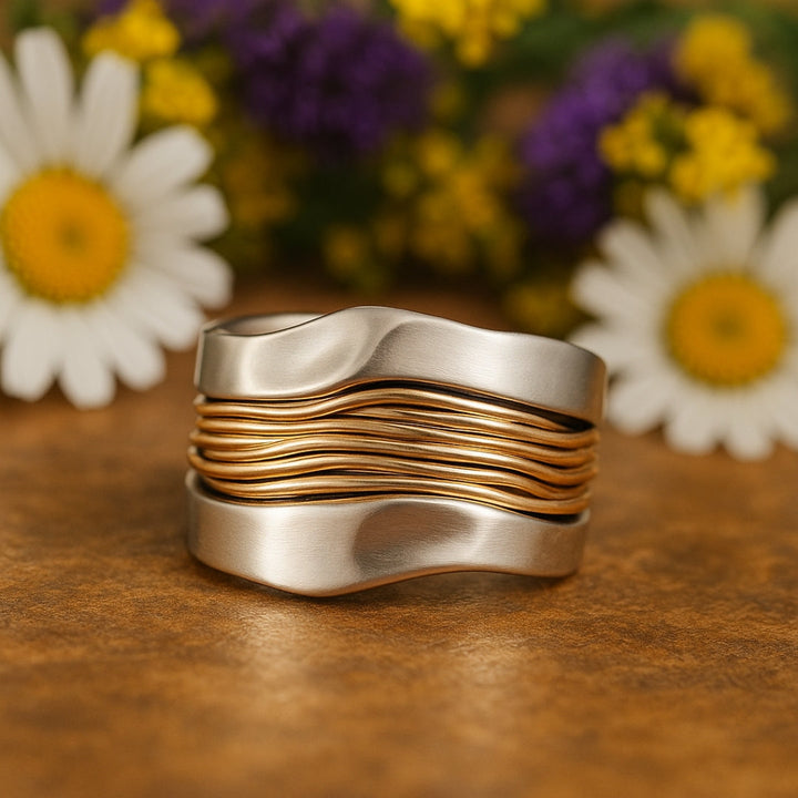 Bague en fils d'argent et d'or