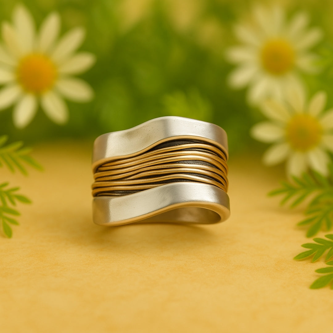 Bague en fils d'argent et d'or