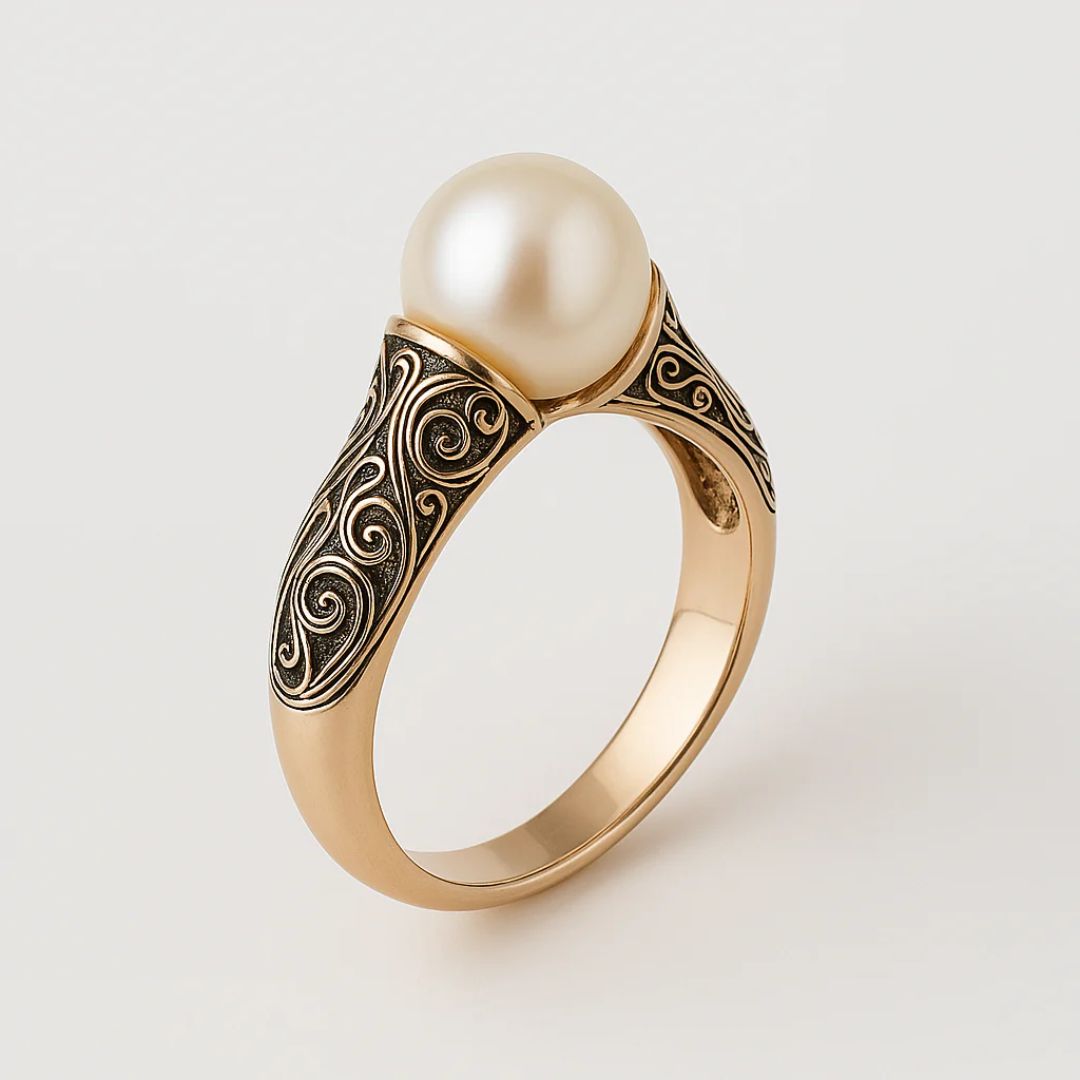 Bague Vintage en Perles Dorées