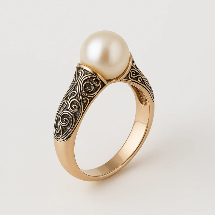 Bague Vintage en Perles Dorées