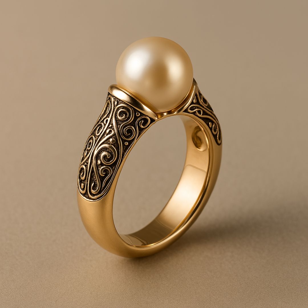 Bague en Perle Vintage Dorée