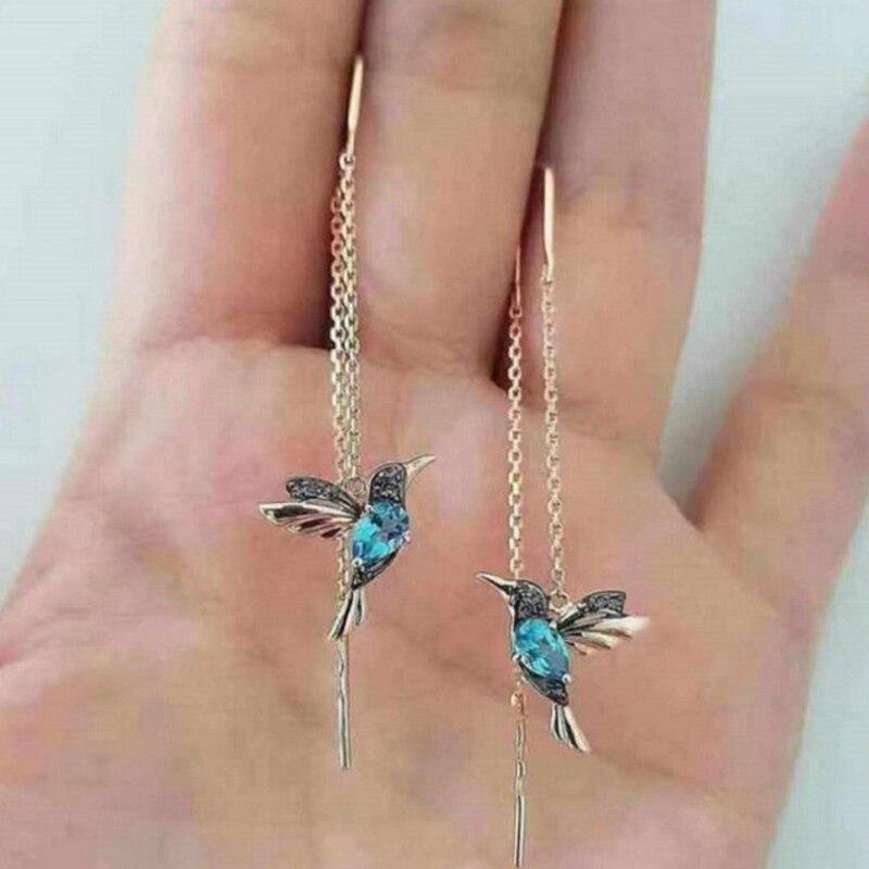 Boucles d'oreilles en émail et zirconium Colibri