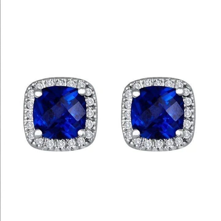Boucles d'oreilles carrées en saphir | Or blanc
