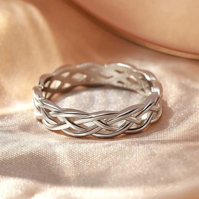 Bague en argent tressé tordu