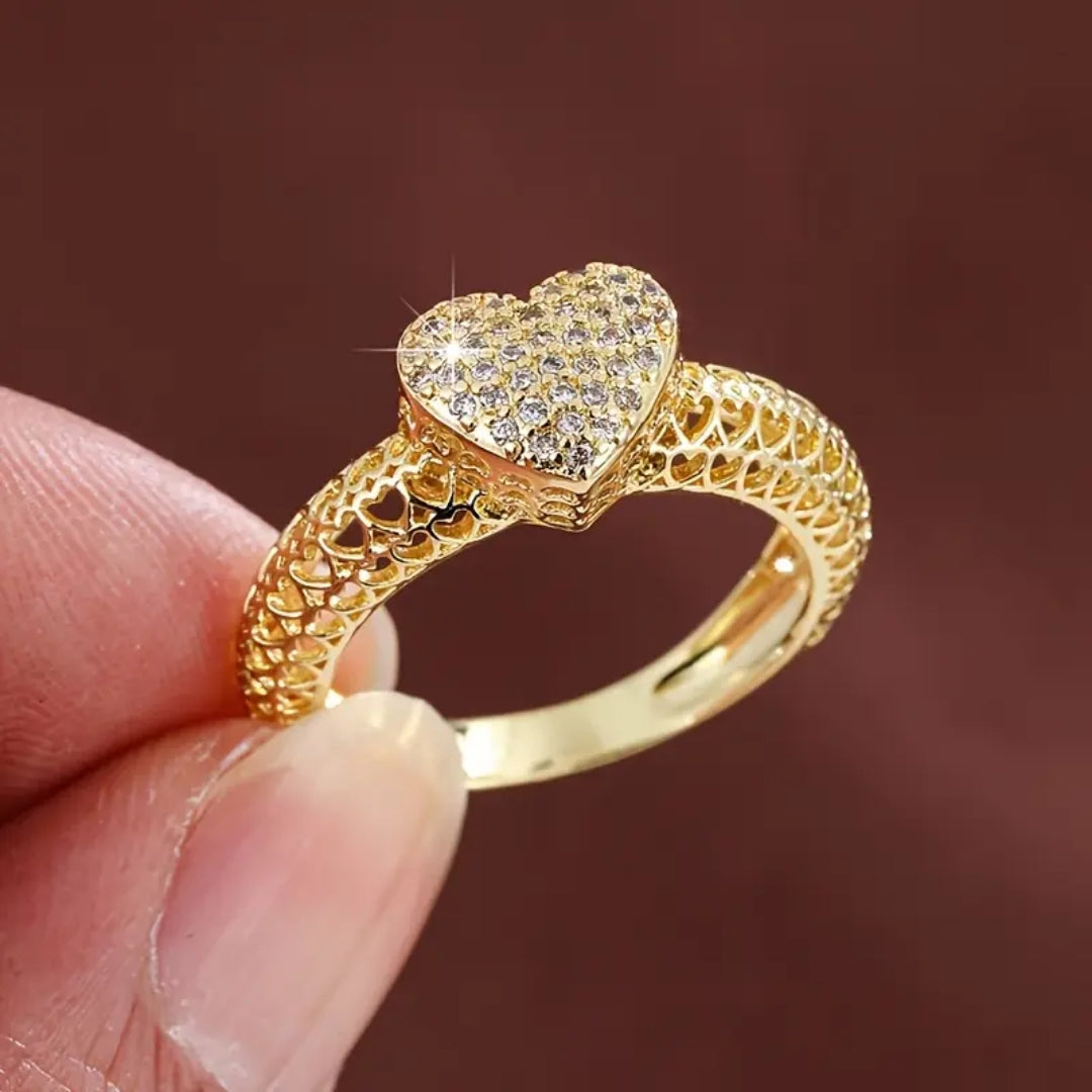 Bague en Maille Dorée Zirconia