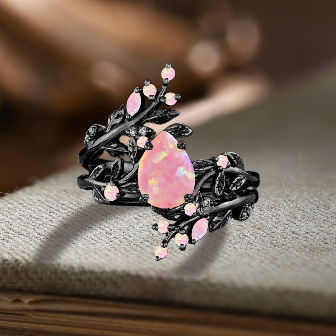 Bague en Opale Noire Rose