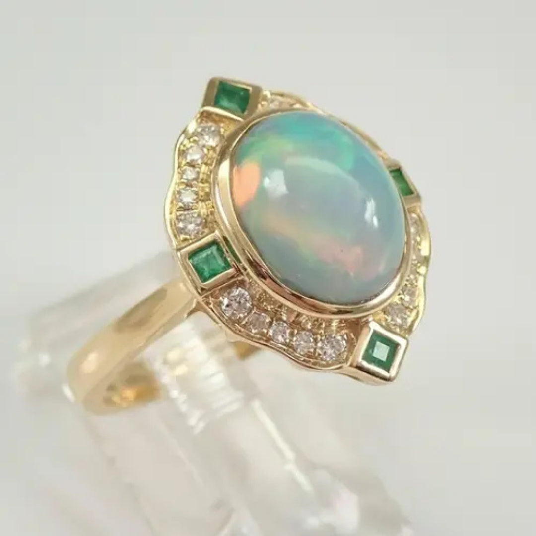 Bague en Opale Verte Zirconia