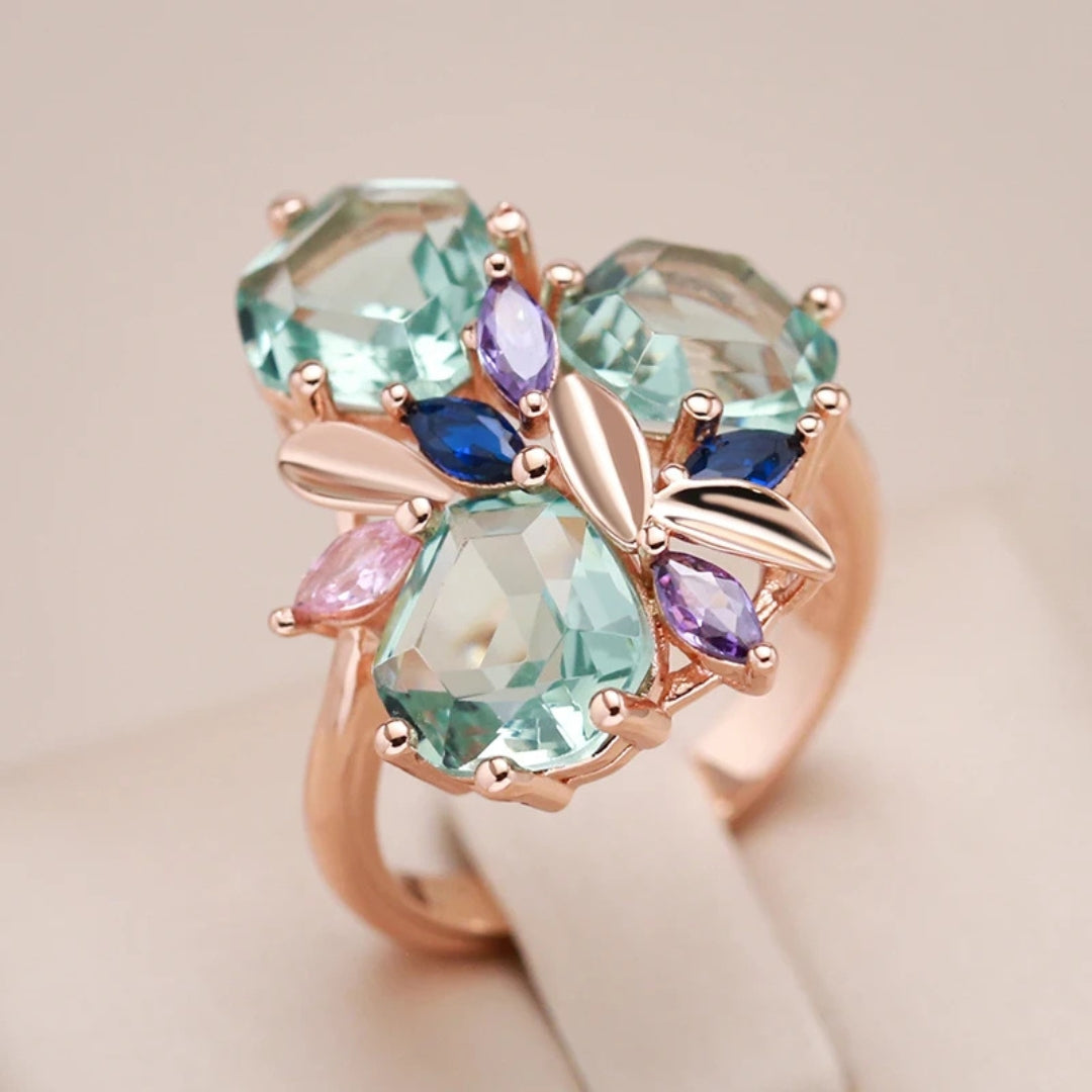 Bague Fleur en Cristal Coloré Élégante