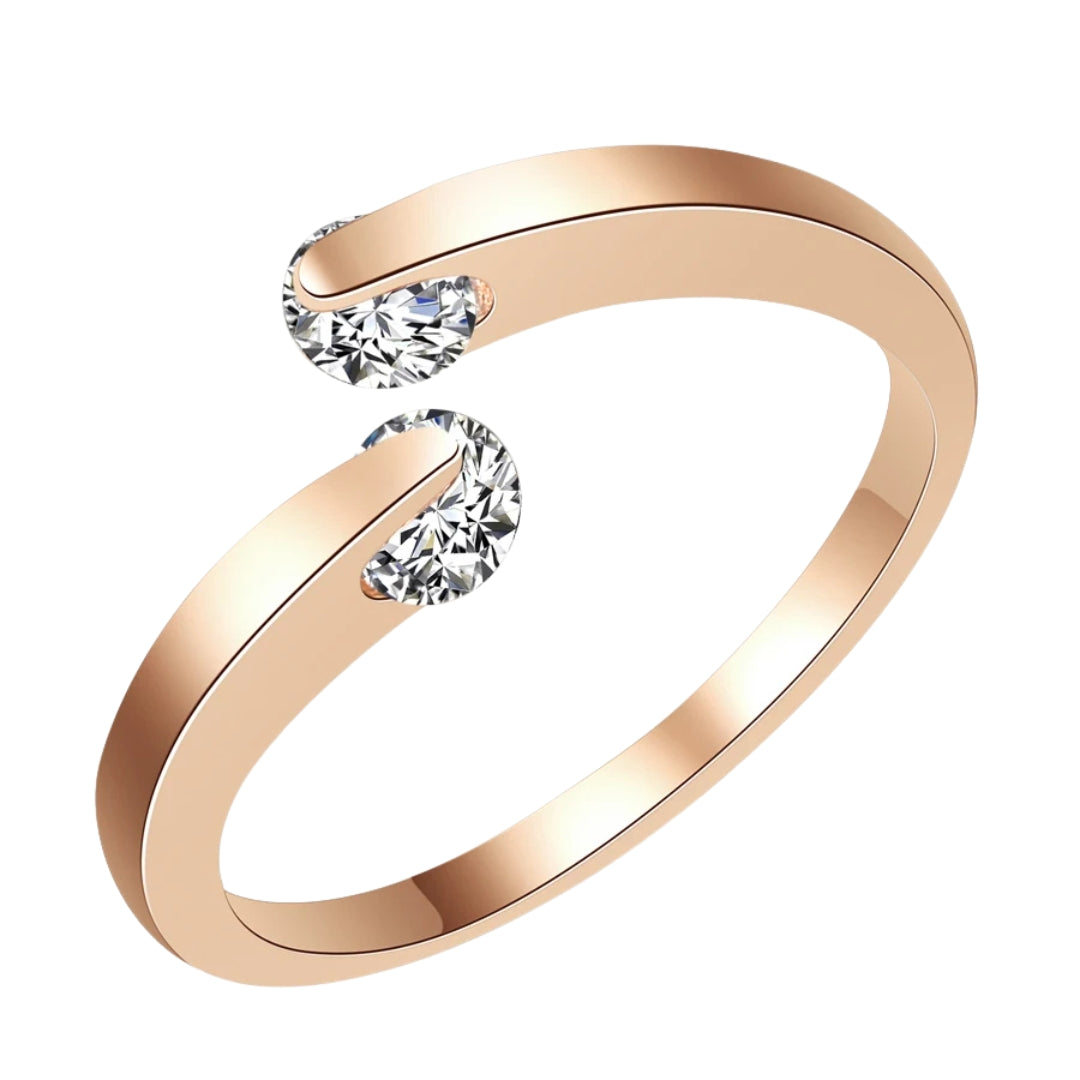 Bague en Cristal Doré Élégant Ajustable