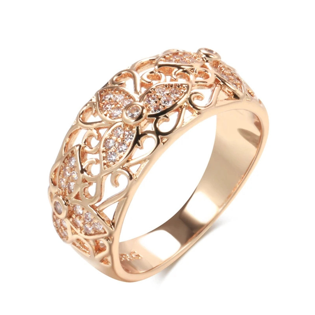 Bague Élegante Creuse en Or Brillant