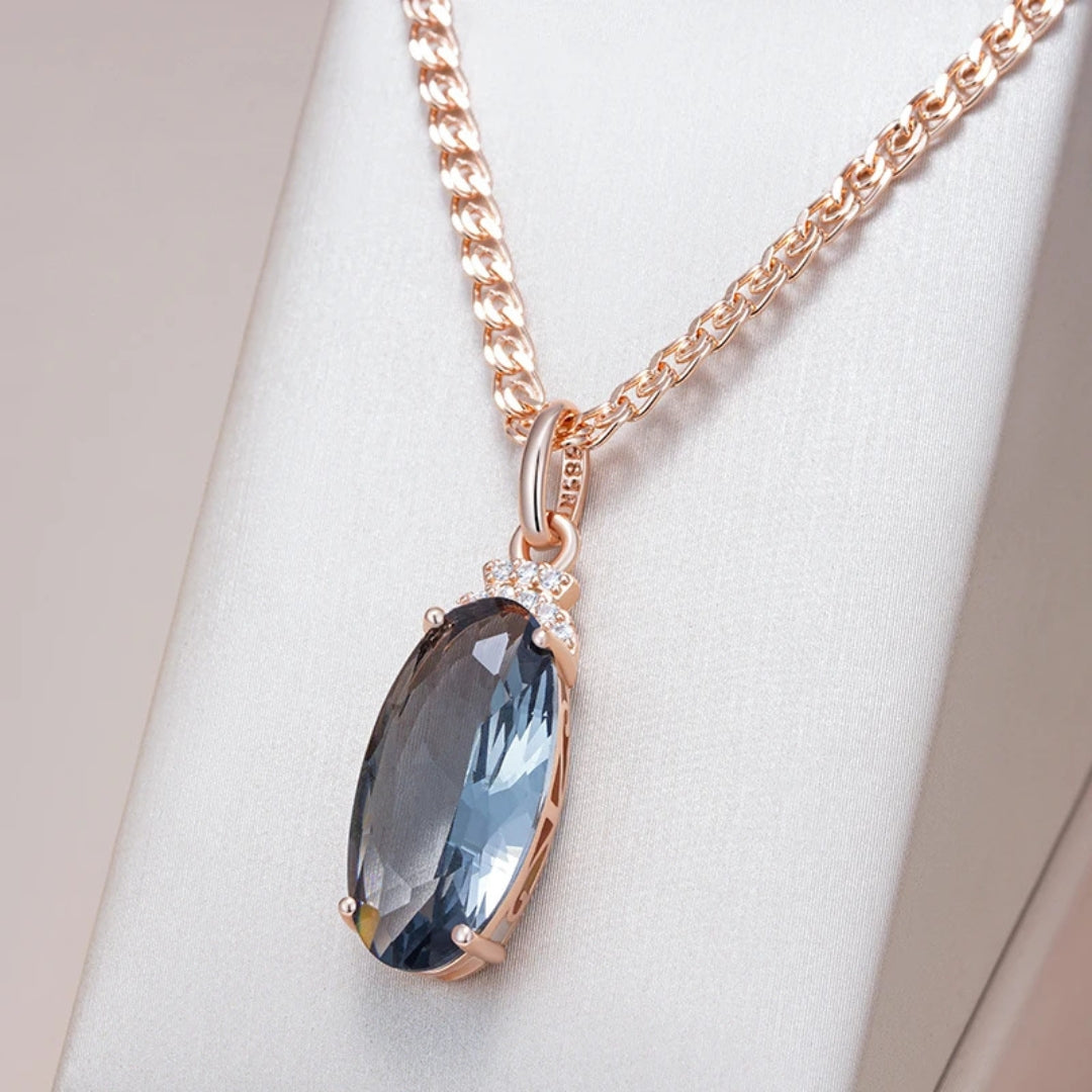 Collier Ovale en Or Bleu Élégant