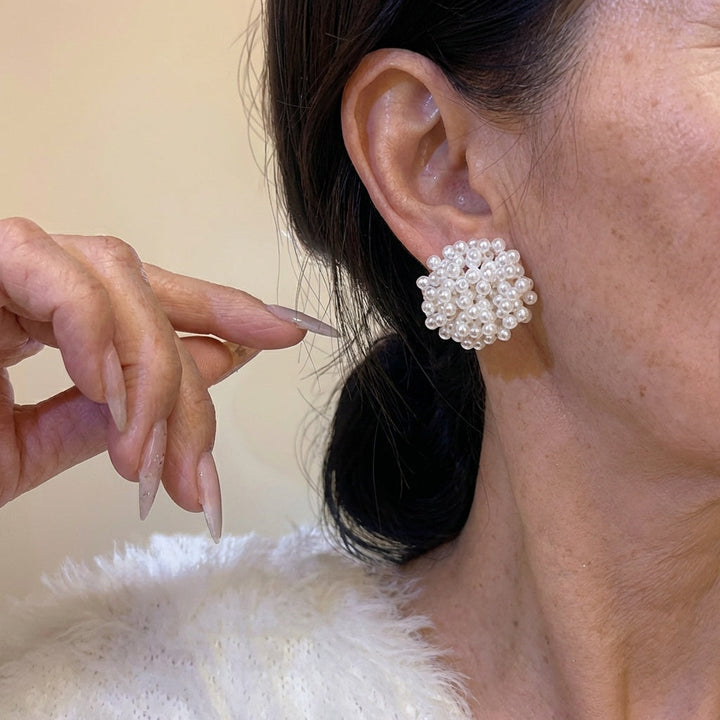 Boucles d'oreilles en perles incrustées classiques