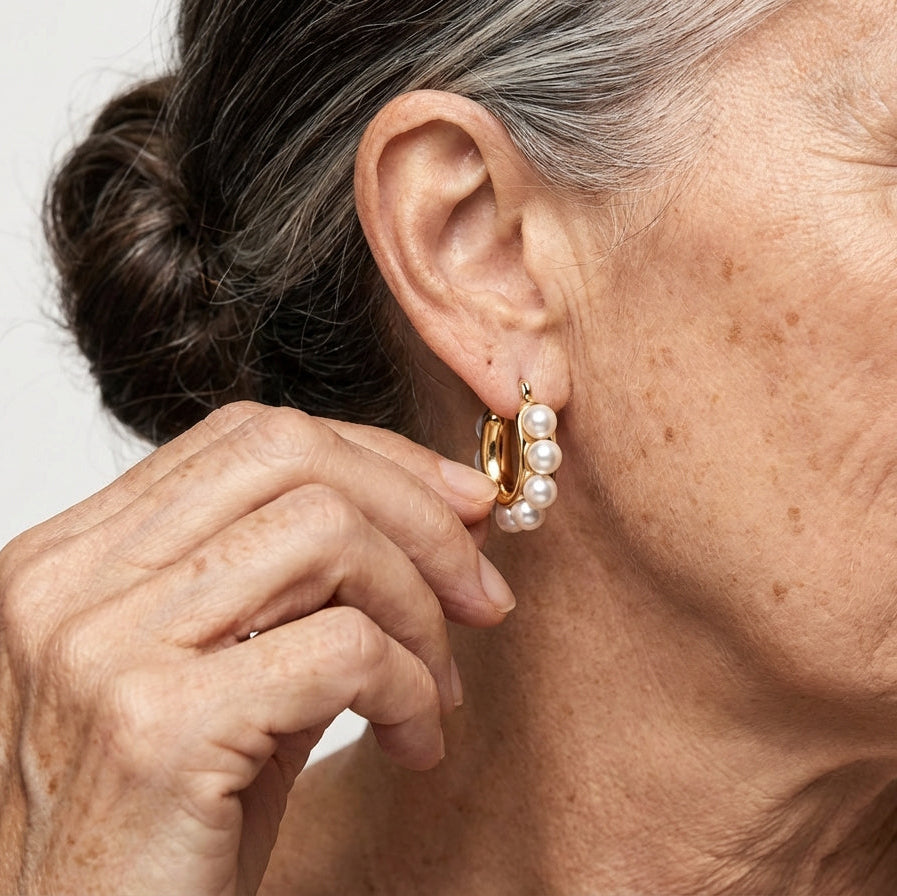 Boucles d'oreilles créoles en perles regroupées