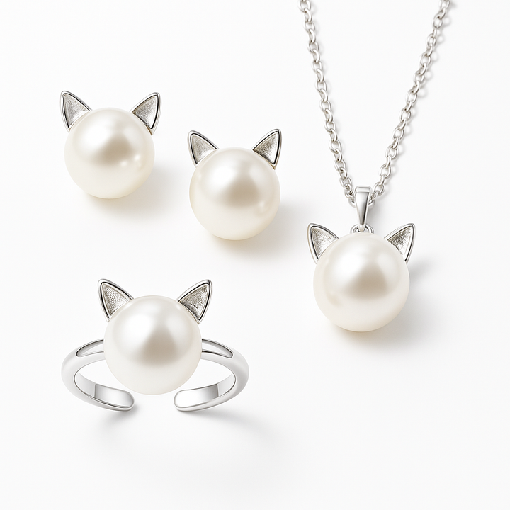 Collier en perles magnifiques avec boucles d'oreilles et bague en bonus