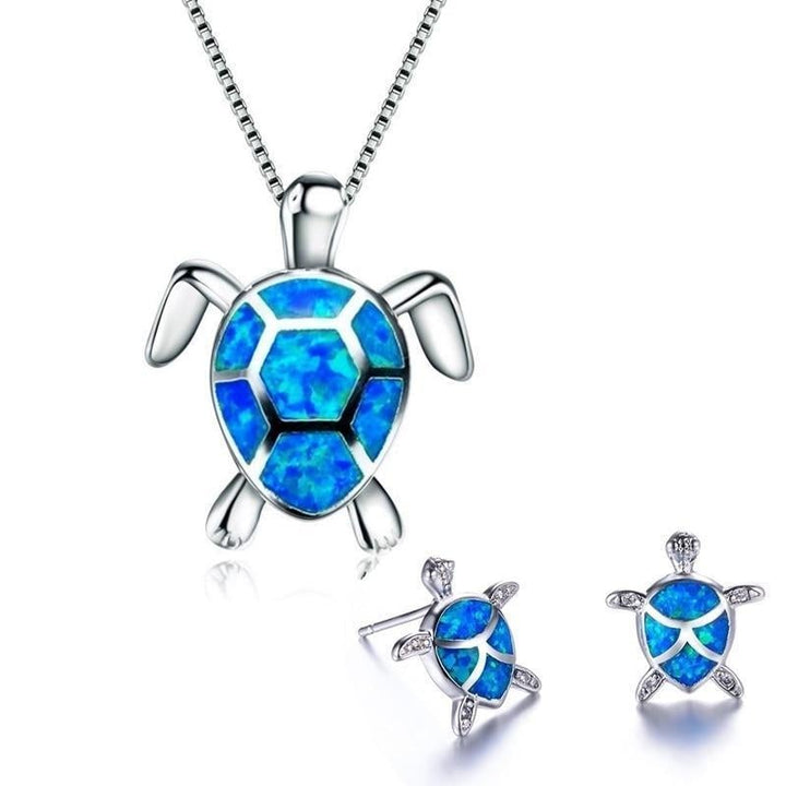 Collier et Boucles d'Oreilles en Opale et Argent