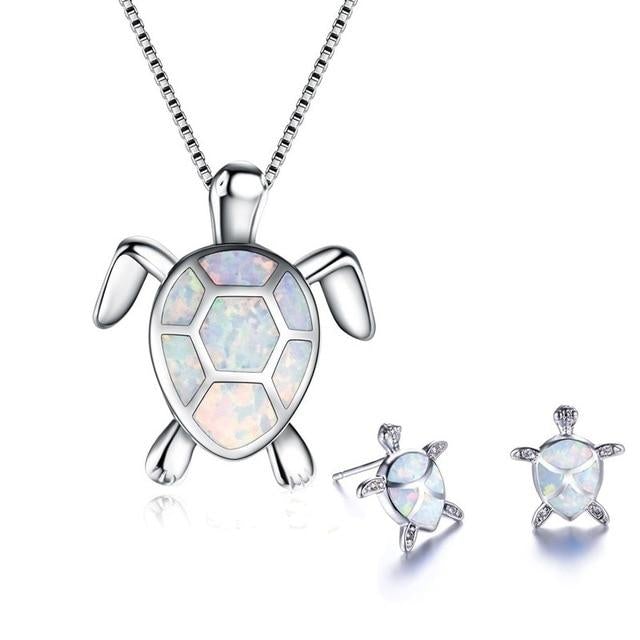 Collier et Boucles d'Oreilles en Opale et Argent