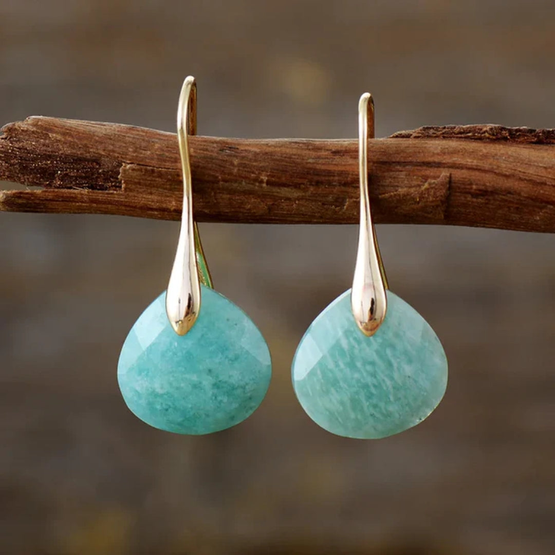 Boucles d'oreilles en pierre naturelle turquoise dorées
