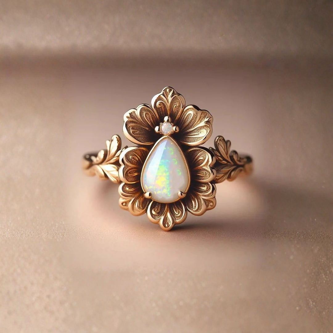 Bague Florale en Opale Exotique