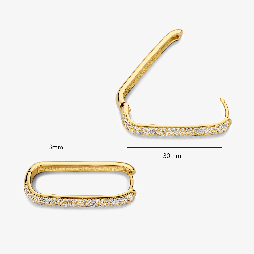 Grandes Boucles Pavées | Or 16k