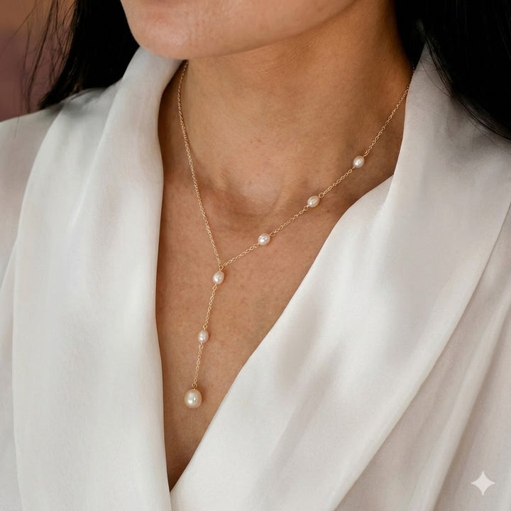Collier Lariat en Perles Flottantes