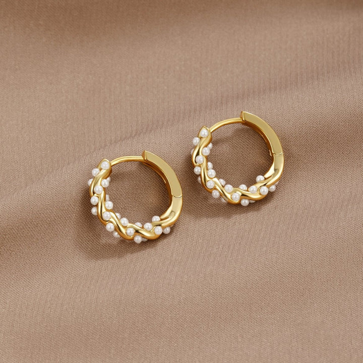 Boucles d'oreilles créoles en perles torsadées