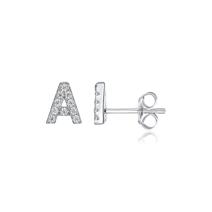 Boucle d'oreille initiale 1pc | Or blanc 16k