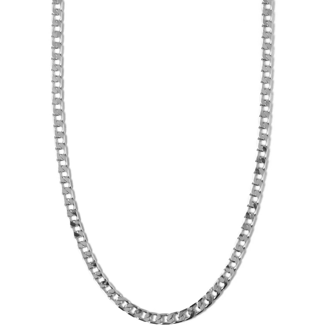Collier en Chaîne à Maillons Plat | Or Blanc