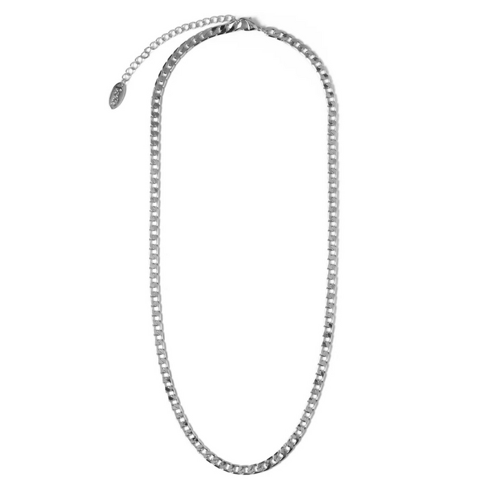 Collier en Chaîne à Maillons Plat | Or Blanc