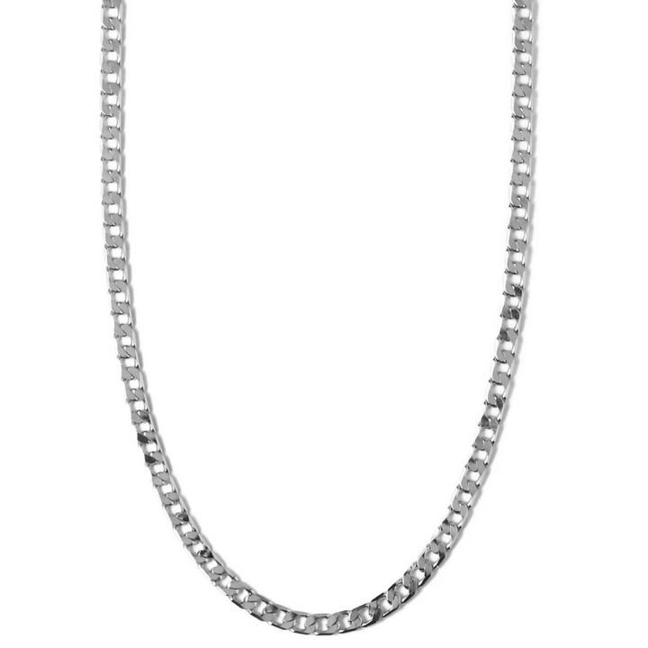 Collier en Chaîne à Maillons Plat | Or Blanc