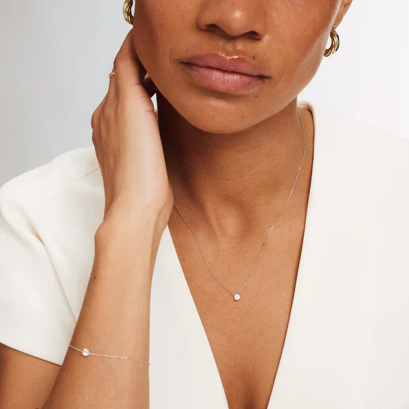 Collier Cléa en Pierre | Or Blanc