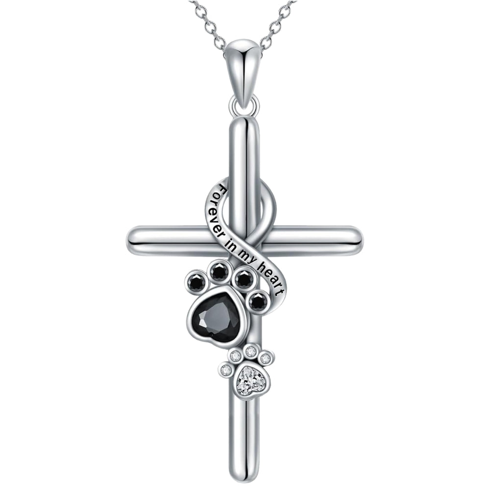 Collier en argent sterling 925 avec patte et croix