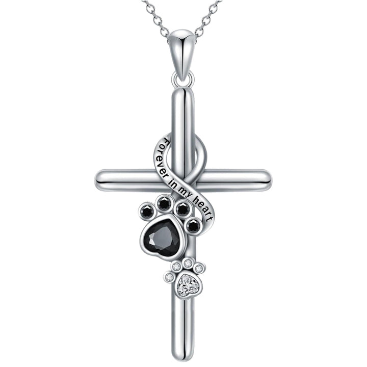 Collier en argent sterling 925 avec patte et croix